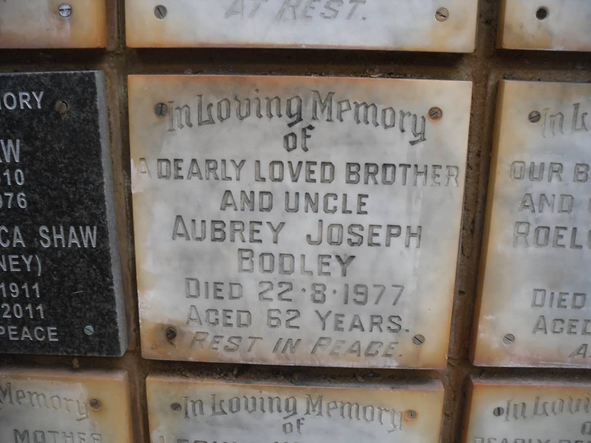 BODLEY Aubrey Joseph -1977