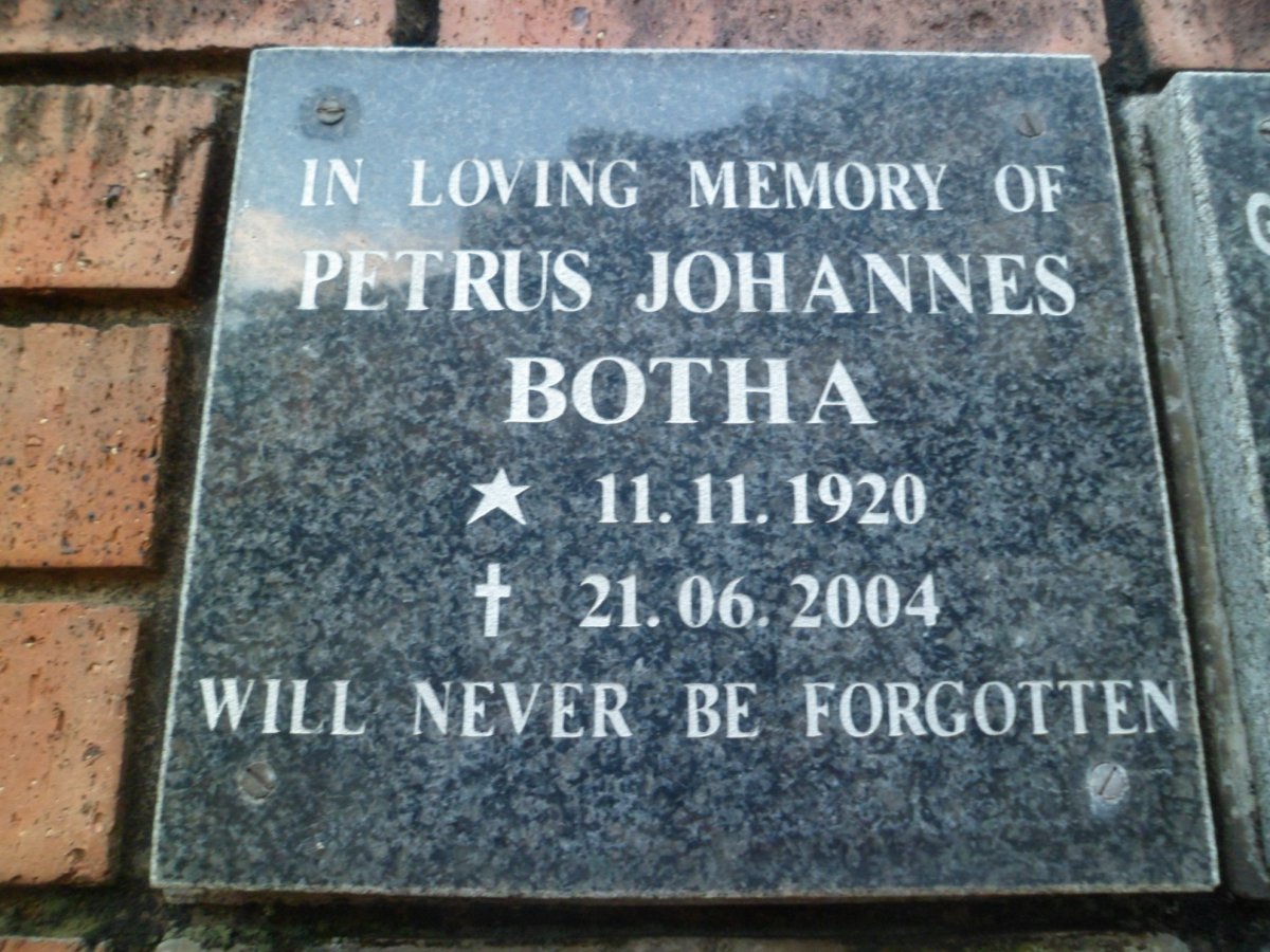 BOTHA Petrus Johannes 1920-2004
