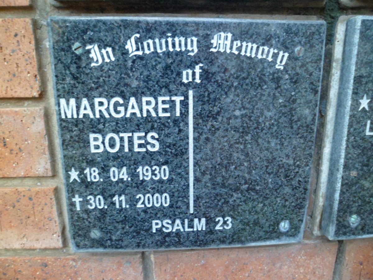 BOTES Margaret 1930-2000