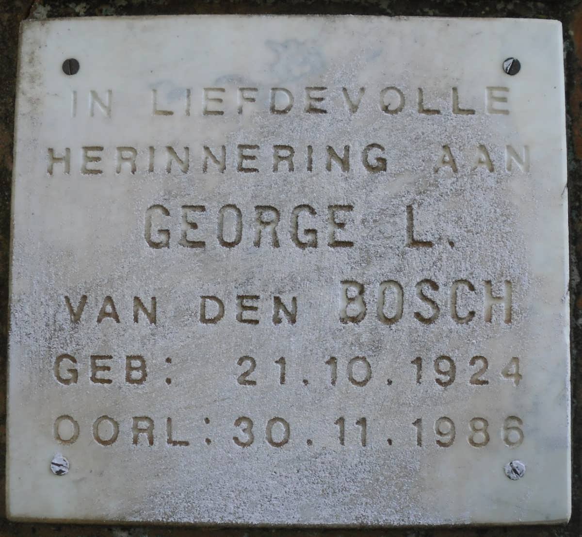 BOSCH George L., van den 1924-1986