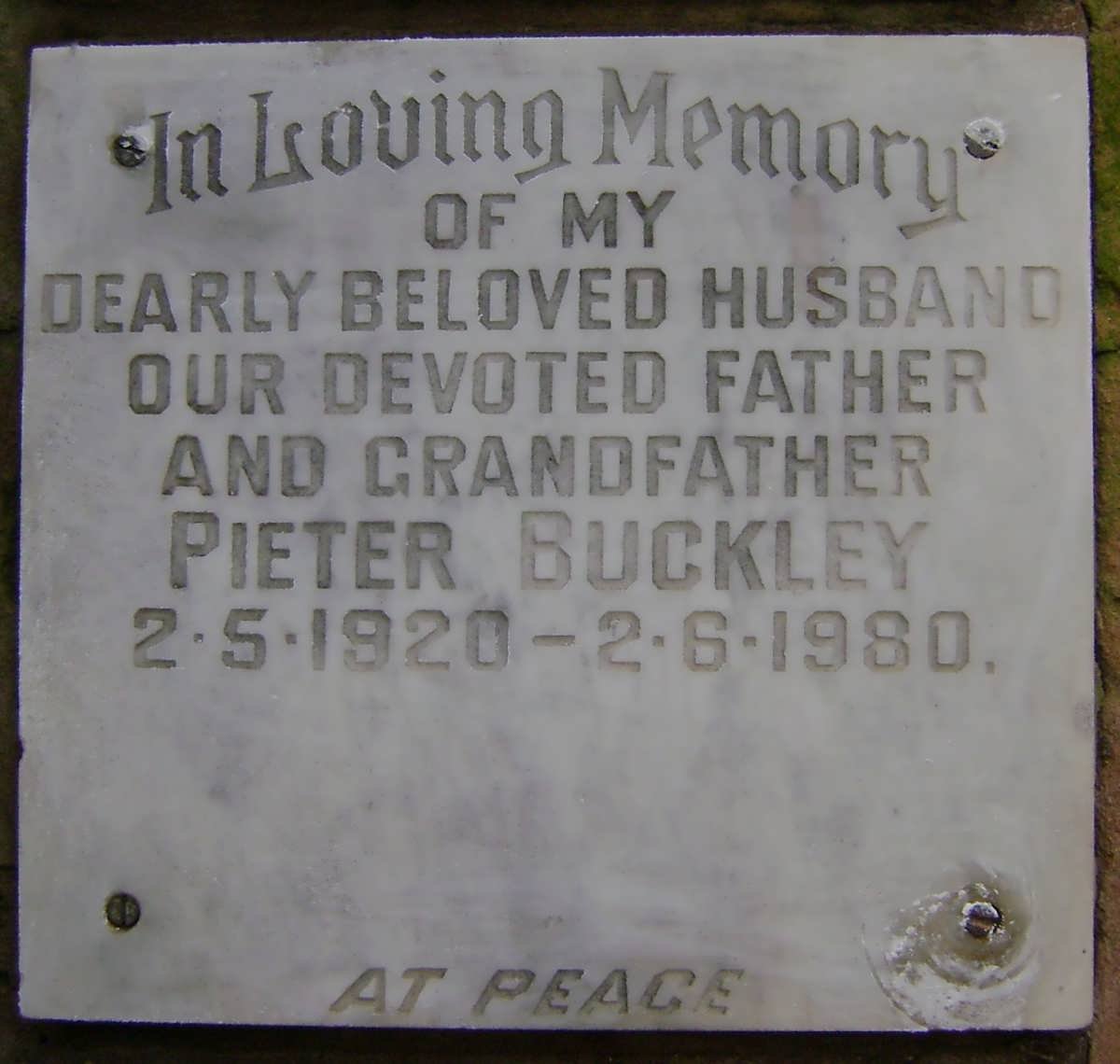 BUCKLEY Pieter 1920-1980