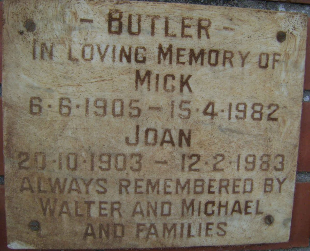 BUTLER Mick 1905-1982 &amp; Joan 1903-1983