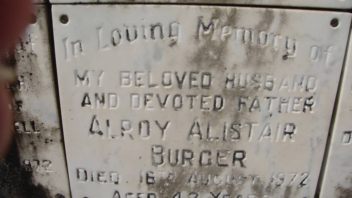BURGER Alroy Alistair -1972
