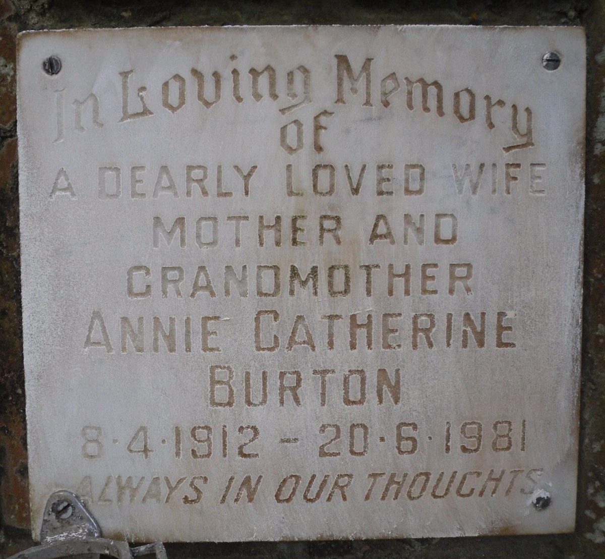 BURTON Annie Catherine 1912-1981