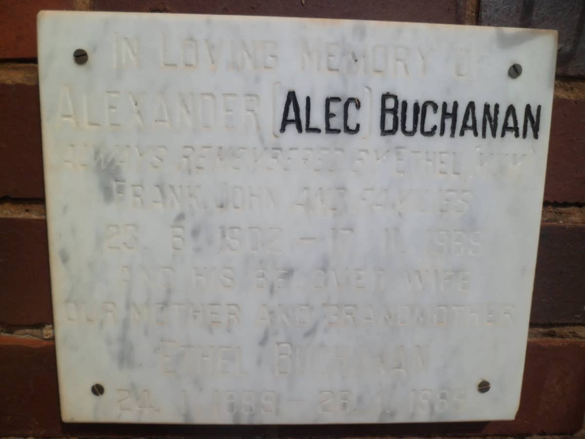 BUCHANAN Alexander 1902-1969 &amp; Ethel 1899-1965
