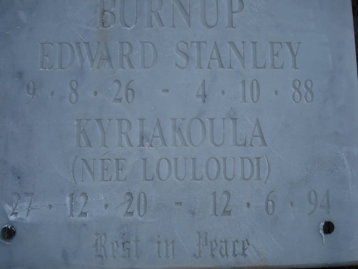 BURNUP Edward Stanley 1926-1988 &amp; Kyriakoula LOULOUDI 1920-1994