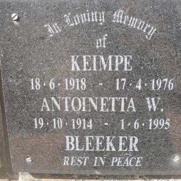 BLEEKER Keimpe 1918-1976 &amp; Antoinetta W. 1914-1995