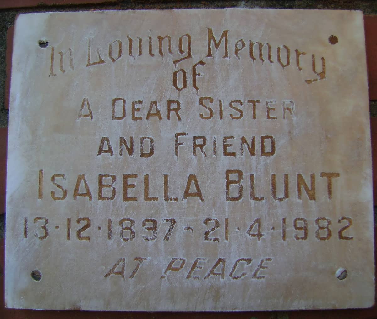 BLUNT Isabella 1897-1982