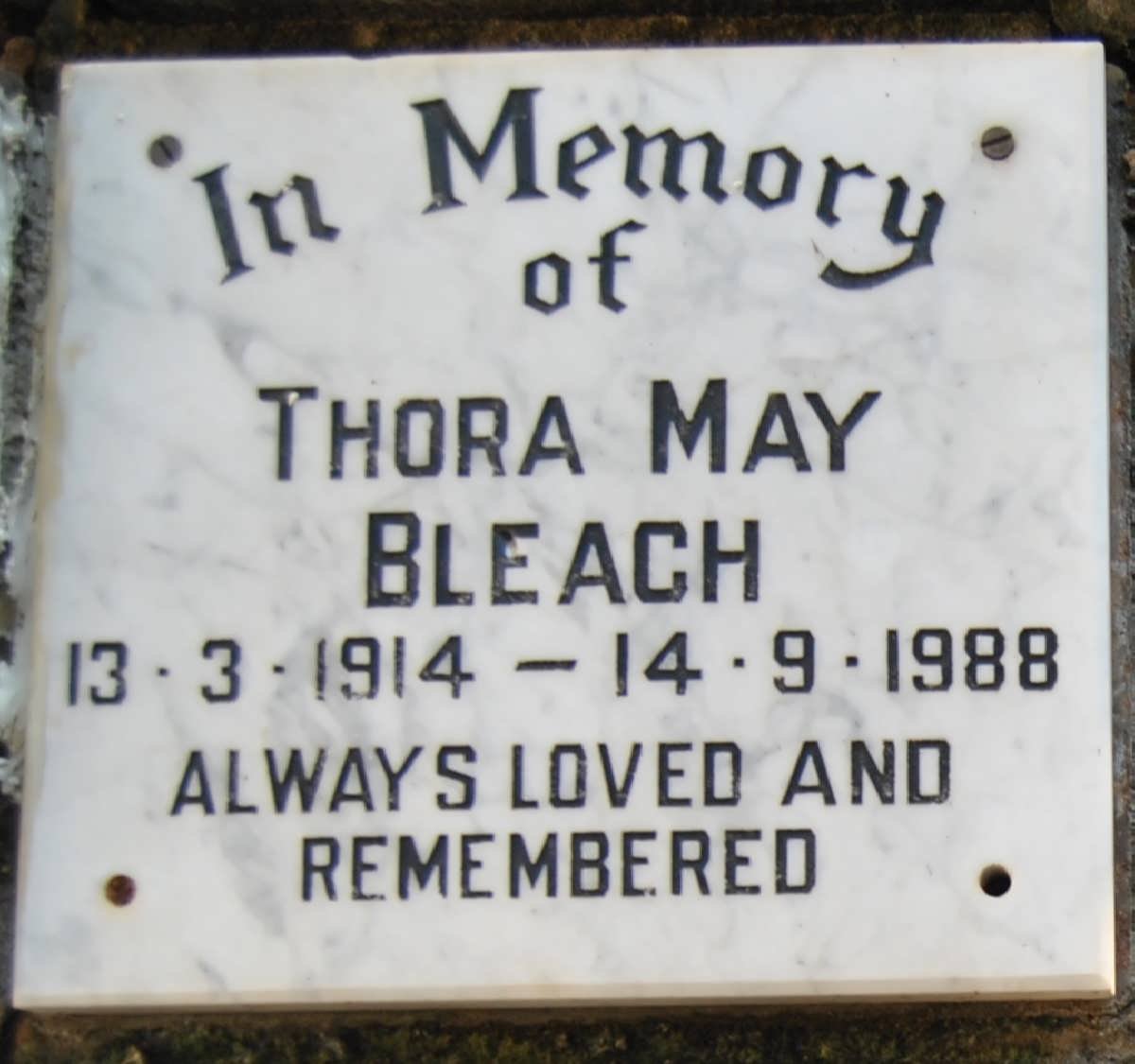 BLEACH Thora May 1914-1988