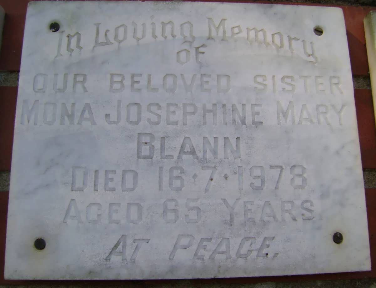 BLANN Mona Josephine Mary -1978