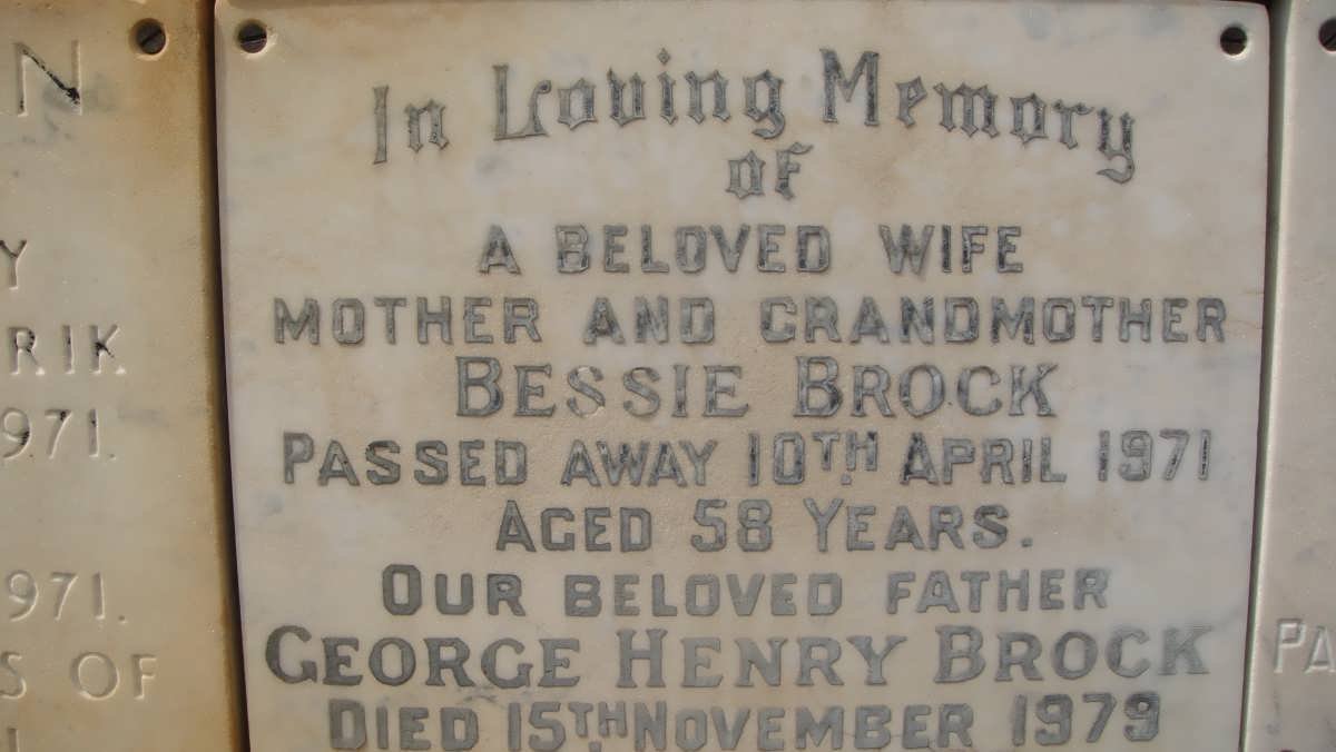 BROCK George Henry -1979 &amp; Bessie -1971