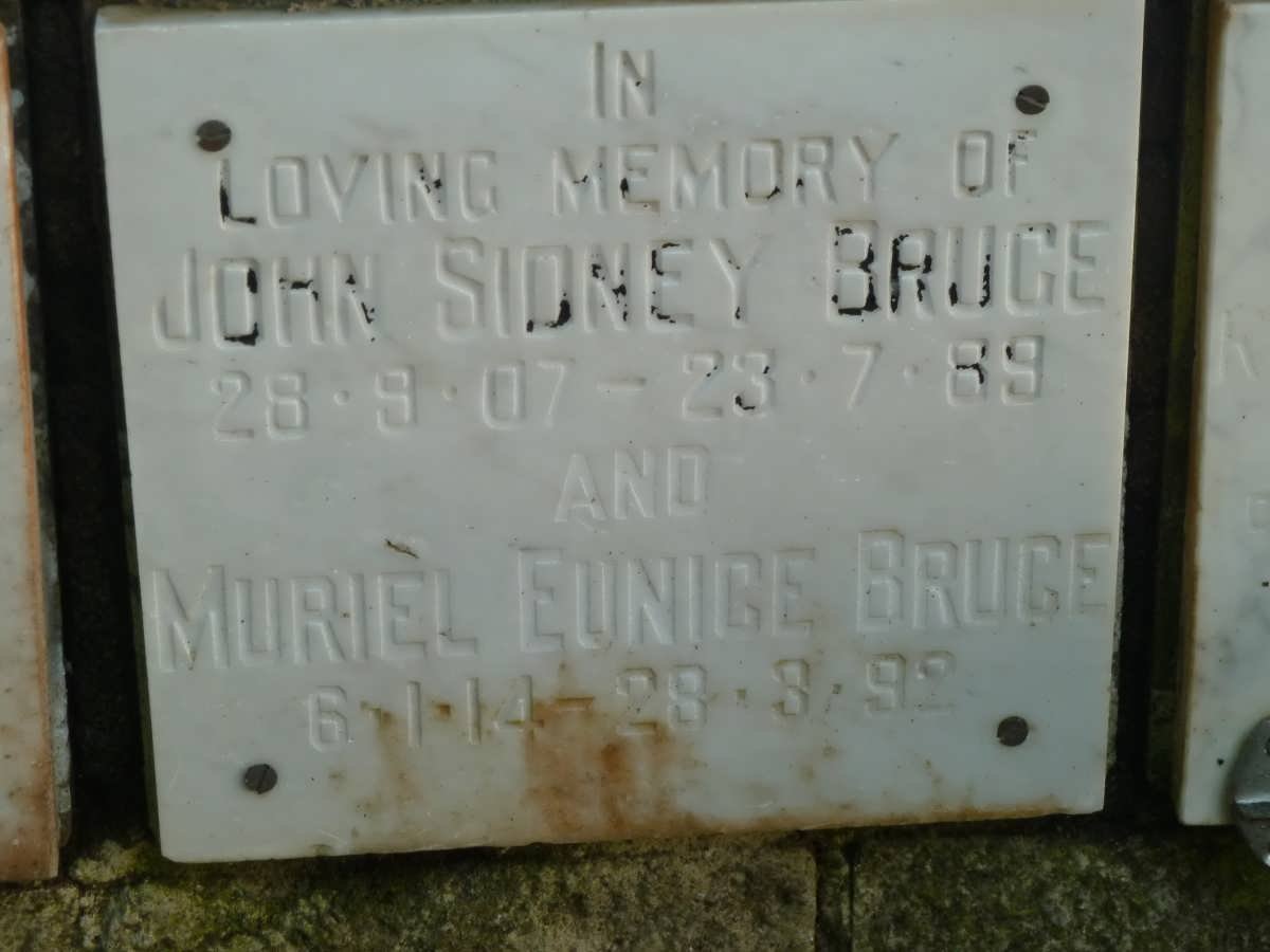 BRUCE John Sidney 1907-1989 &amp; Muriel Eunice 1914-1992