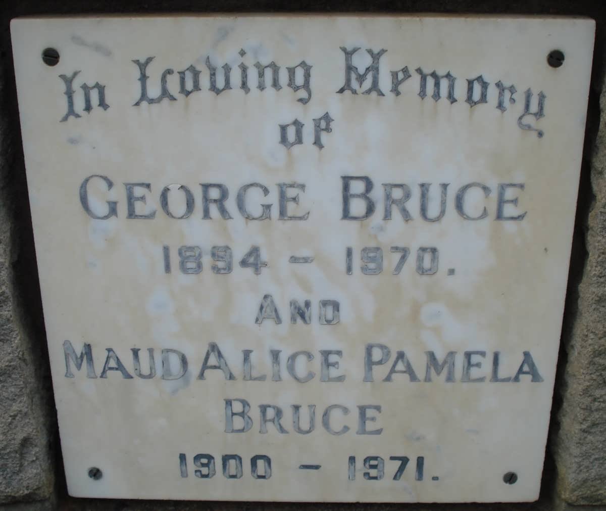 BRUCE George 1894-1970 &amp; Maud Alice Pamela 1900-1971