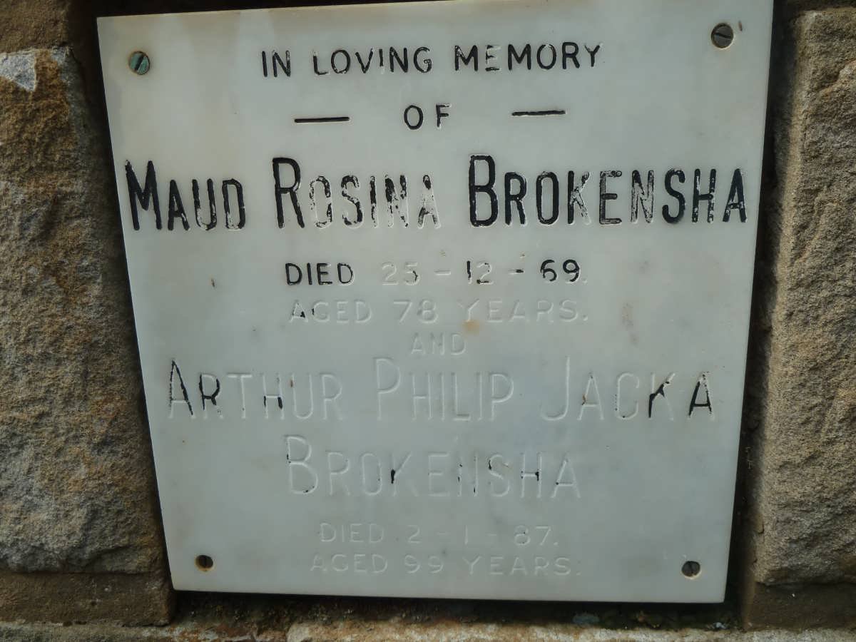 BROKENSHA Arthur Philip Jacka -1987 &amp; Maud Rosina -1969