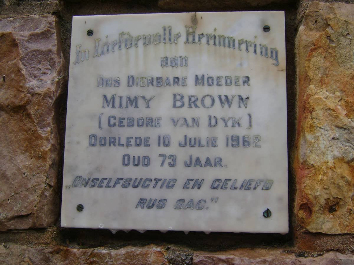 BROWN Mimy nee VAN DYK -1962