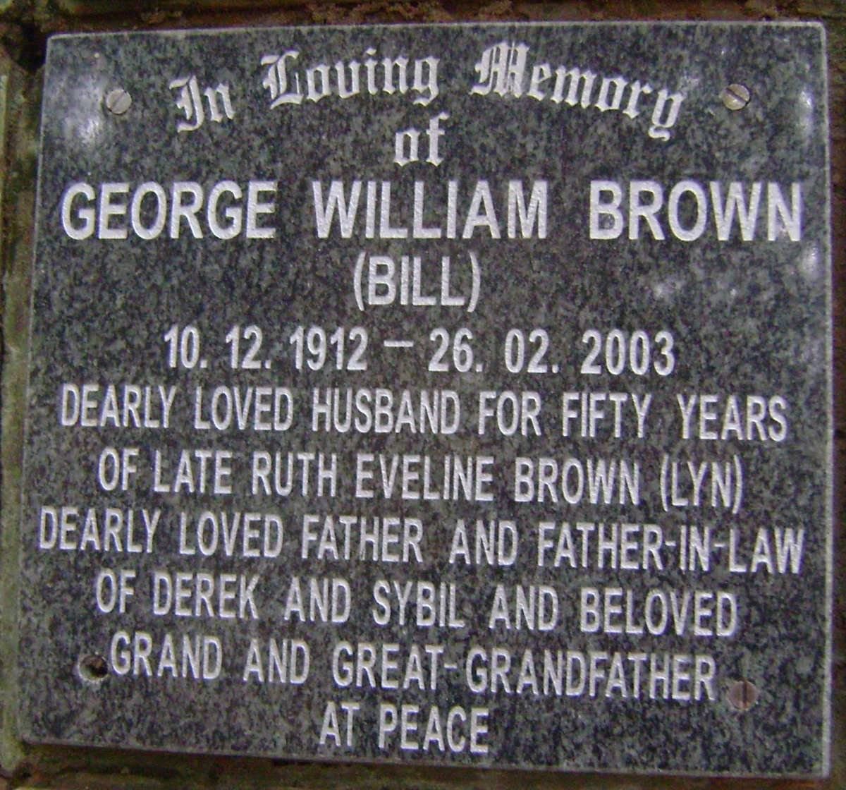 BROWN George William 1912-2003