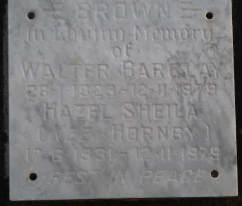 BROWN Walter Barclay 1923-1979 &amp; Hazel Sheila HORNBY 1931-1979