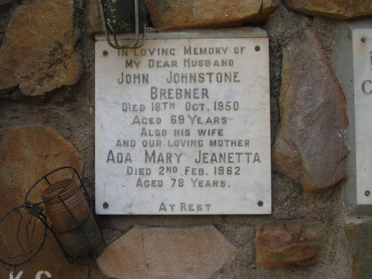 BREBNER John Johnstone -1950 &amp; Ada Mary Jeanetta -1962