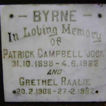 BYRNE Patrick Campbell 1898-1982 &amp; Grethel Raalie 1908-1992