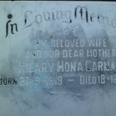 CARNAN Hilary Mona 1919-1985