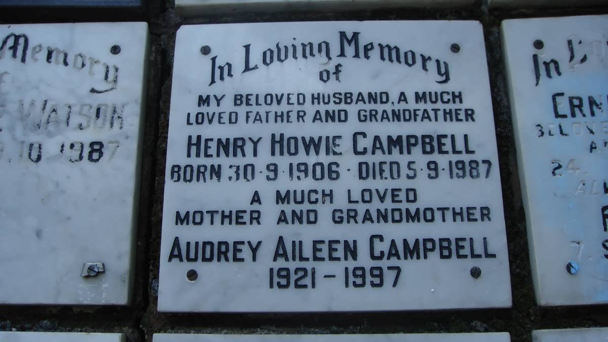 CAMPBELL Henry Howie 1906-1987 &amp; Audrey Aileen 1921-1997