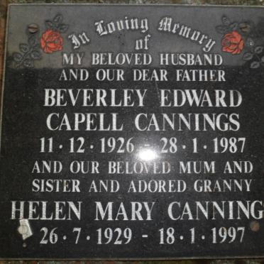 CANNINGS Beverley Edward Capell 1926-1987 &amp; Helen Mary 1929-1997