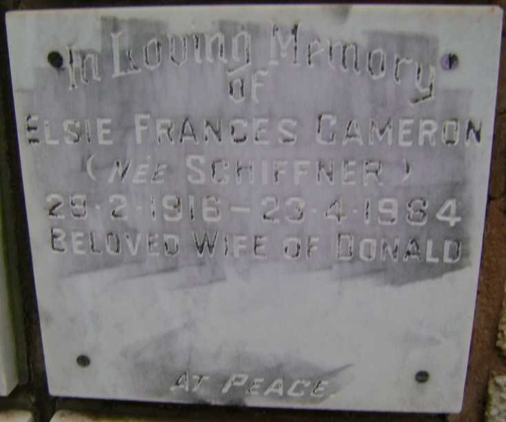 CAMERON Elsie Frances nee SCHIFFNER 1916-1984