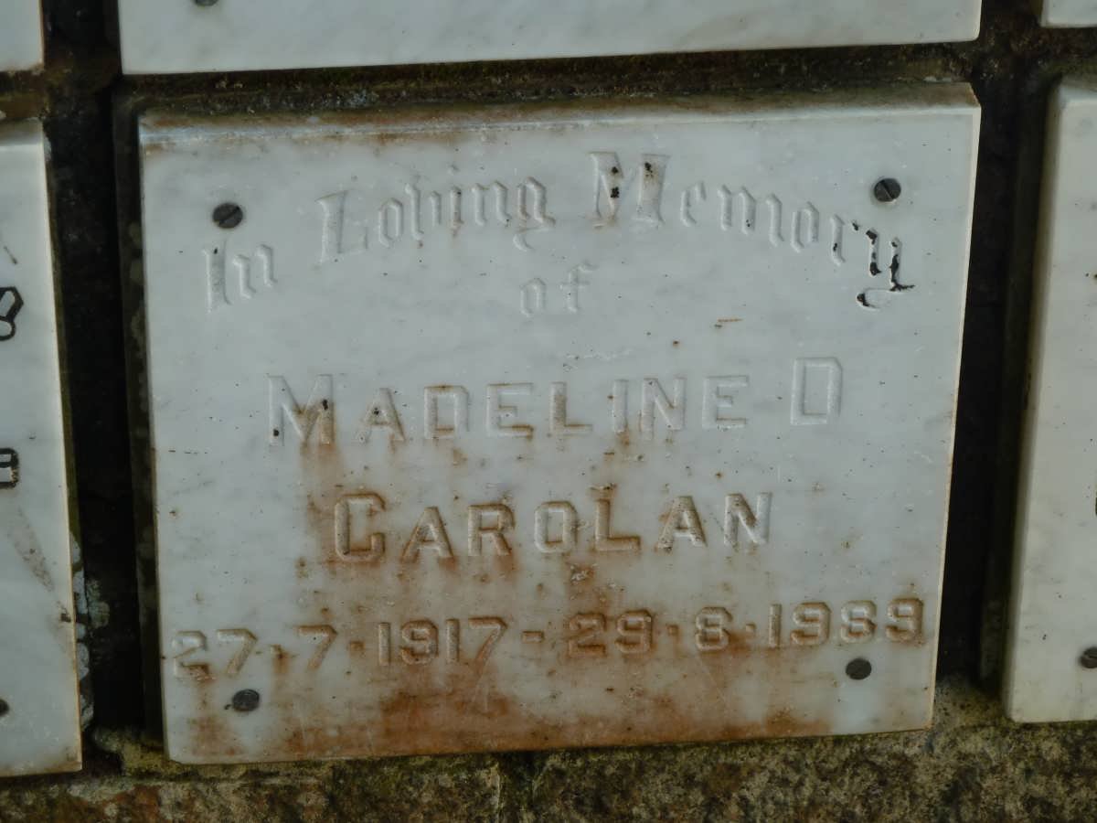 CAROLAN Madeline D 1917-1989