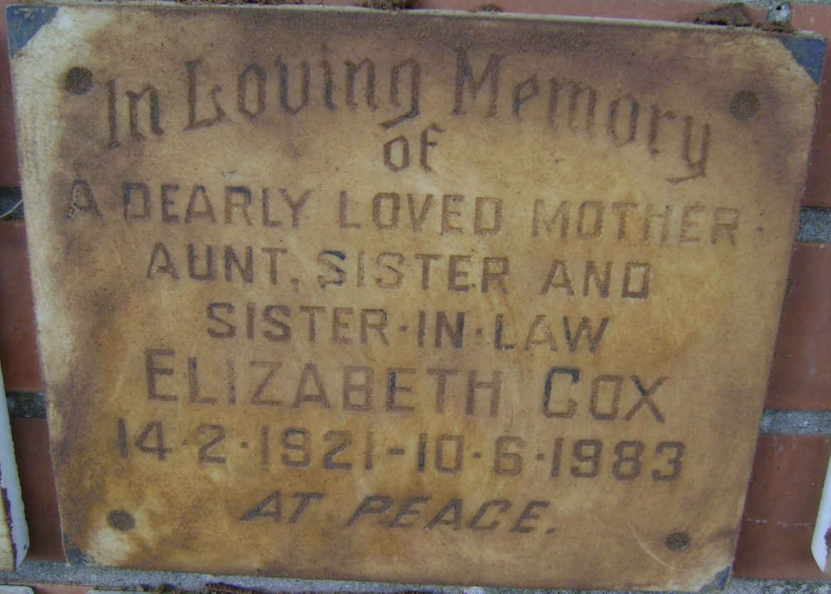 COX Elizabeth 1921-1983