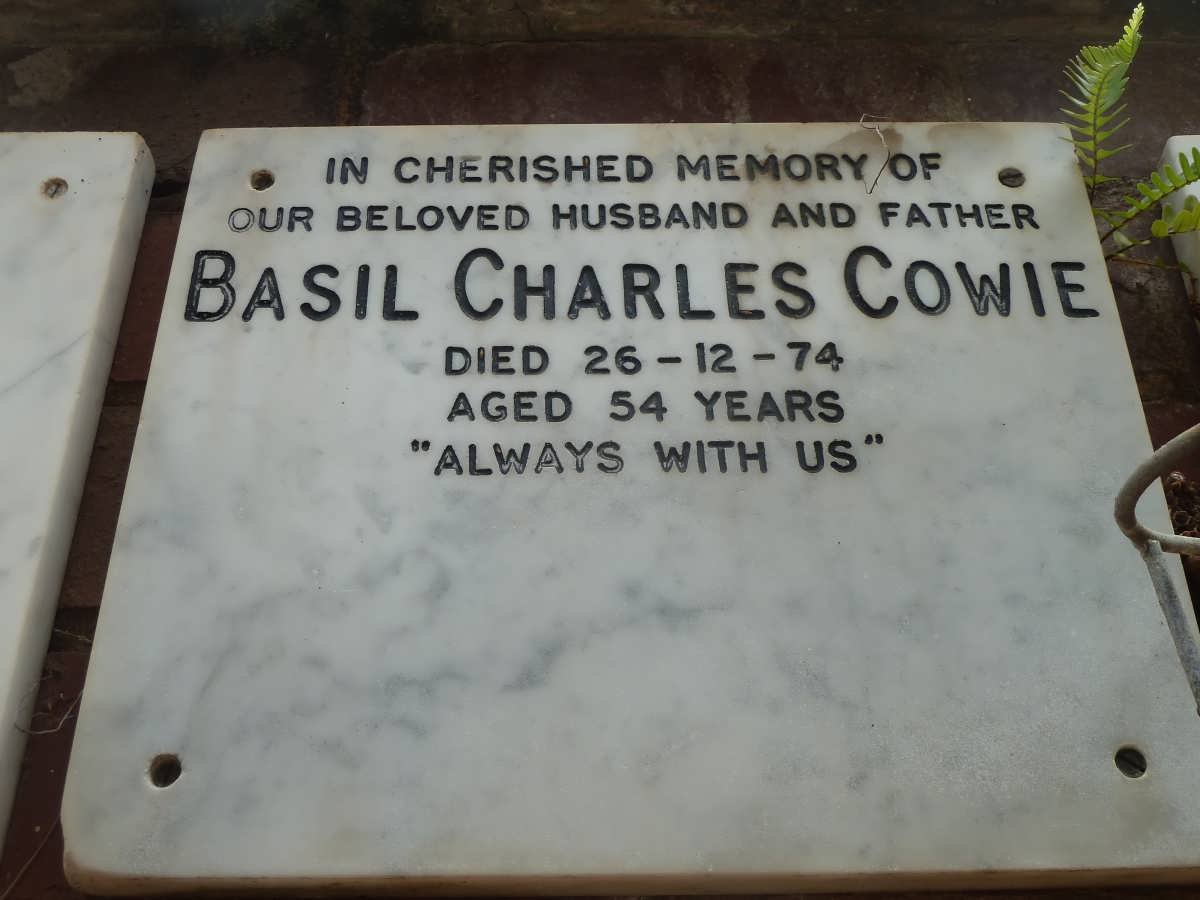 COWIE Basil Charles -1974