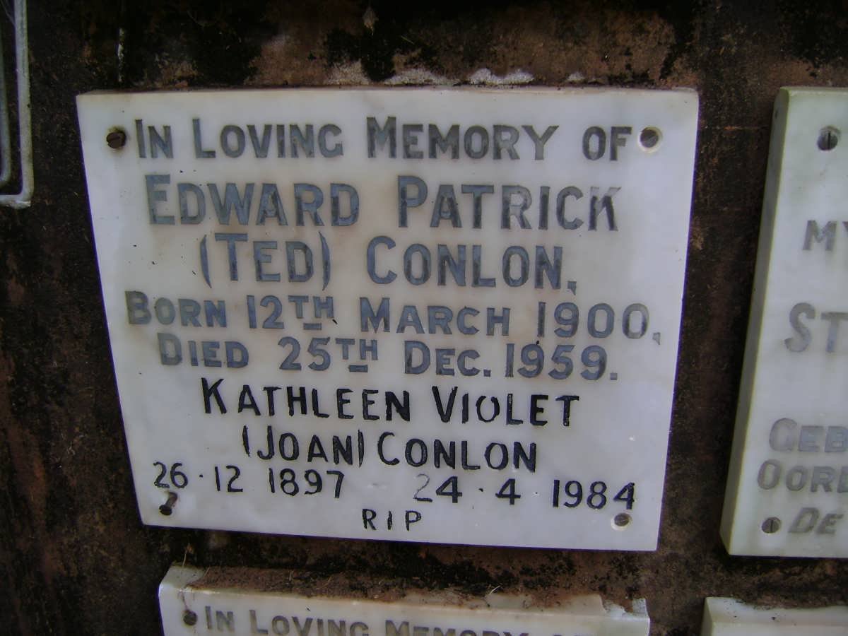 CONLON Edward Patrick 1900-1959 &amp; Kathleen Violet 1897-1984