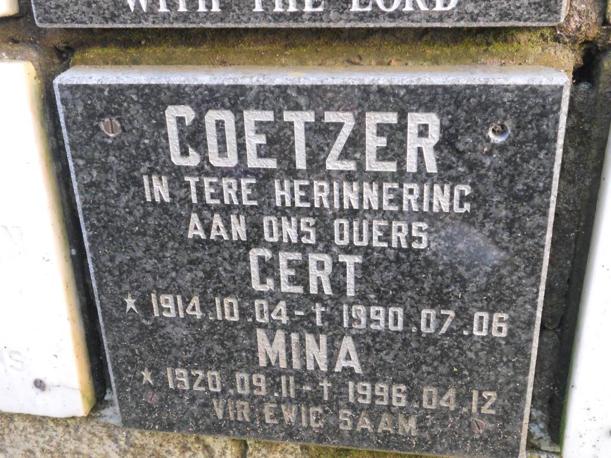 COETZER Gert 1914-1990 &amp; Mina 1920-1996
