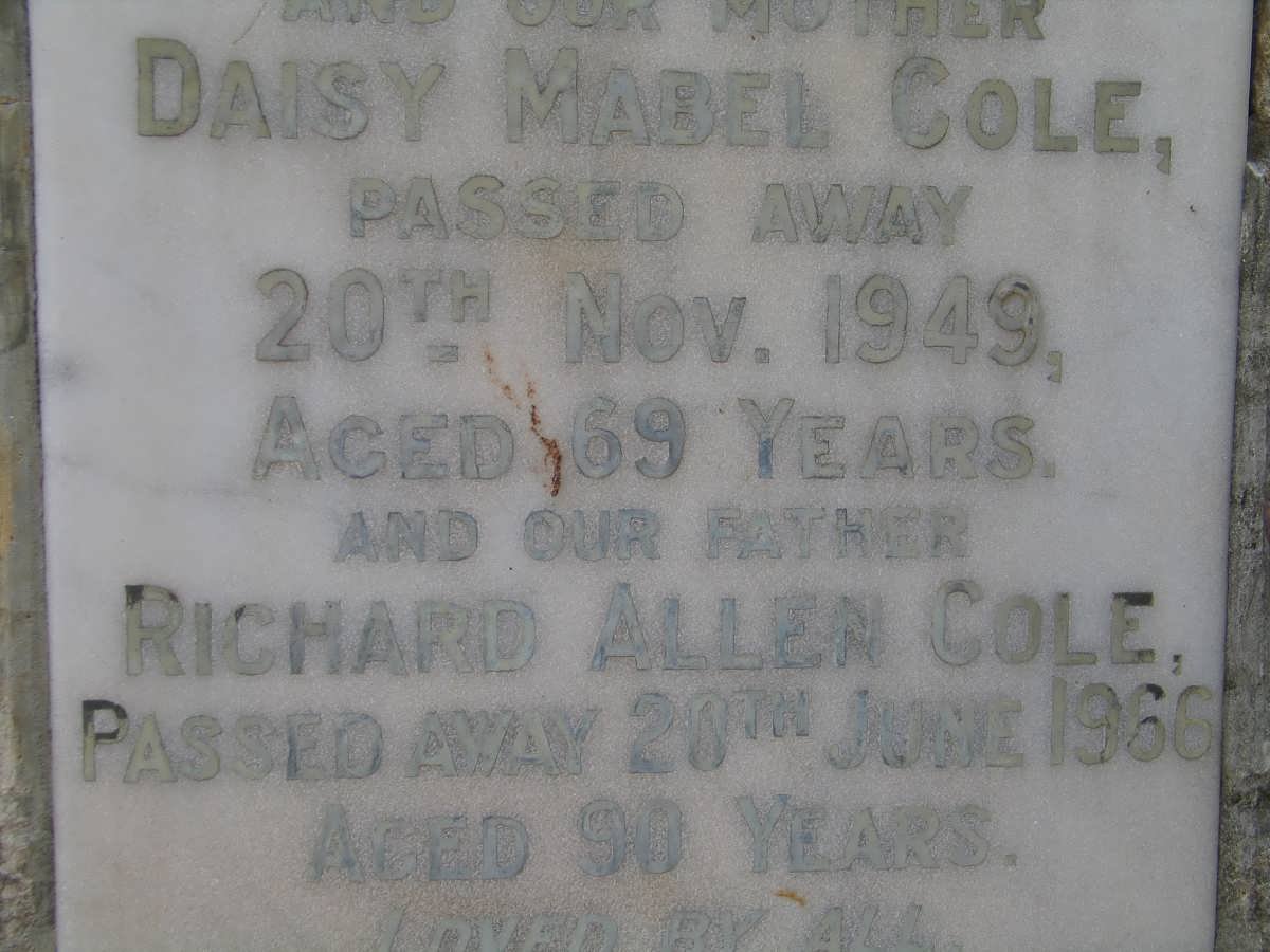 COLE Richard Allen -1966 &amp; Daisy Mabel -1949