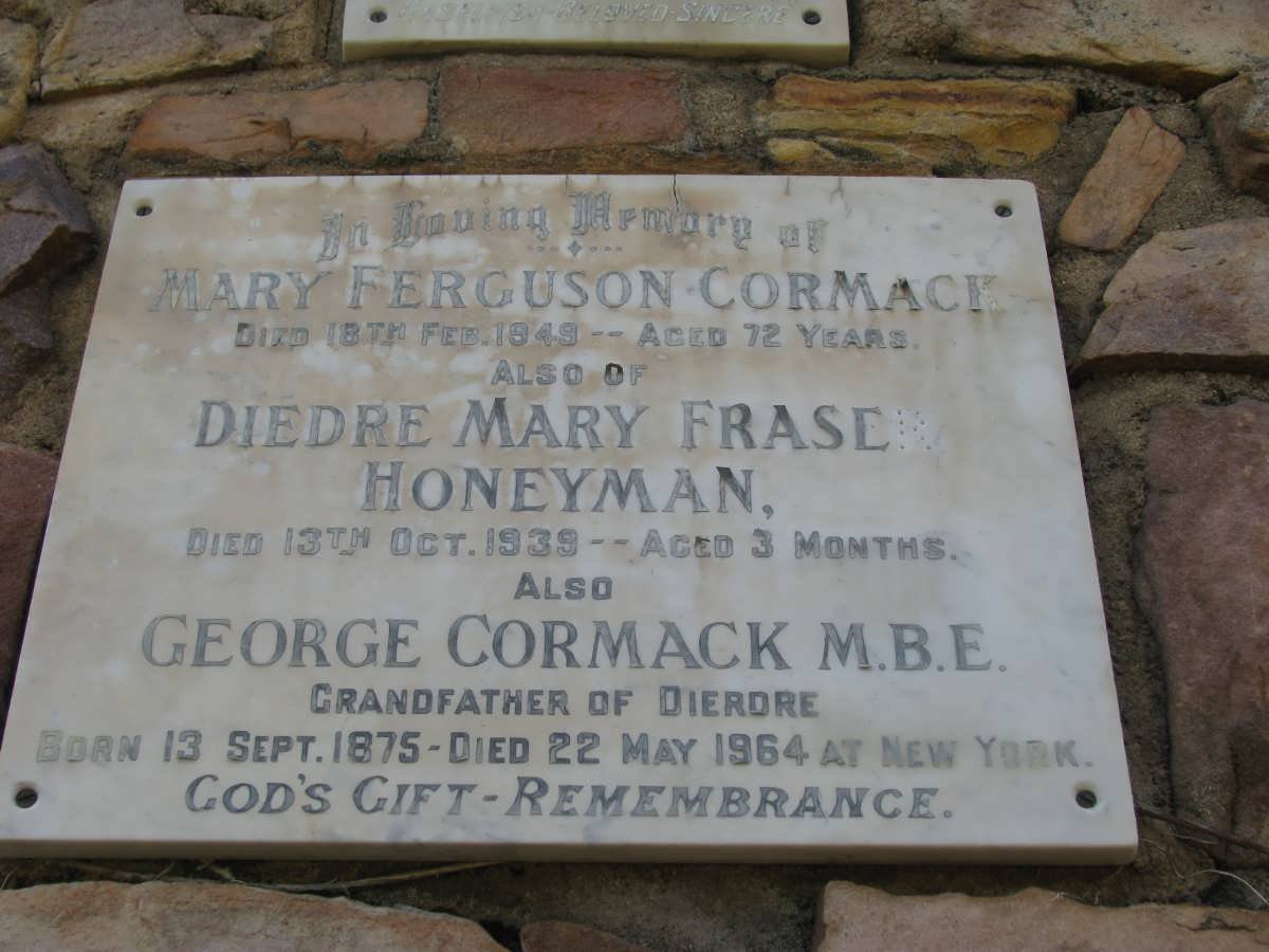 CORMACK George 1875-1964 &amp; Mary Ferguson -1949 :: HONEYMAN Diedre Mary Fraser -1939