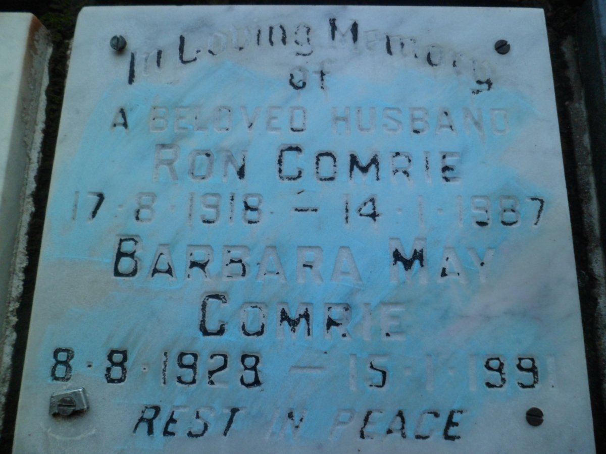 COMRIE Ron 1918-1987 &amp; Barbara May 1928-1991