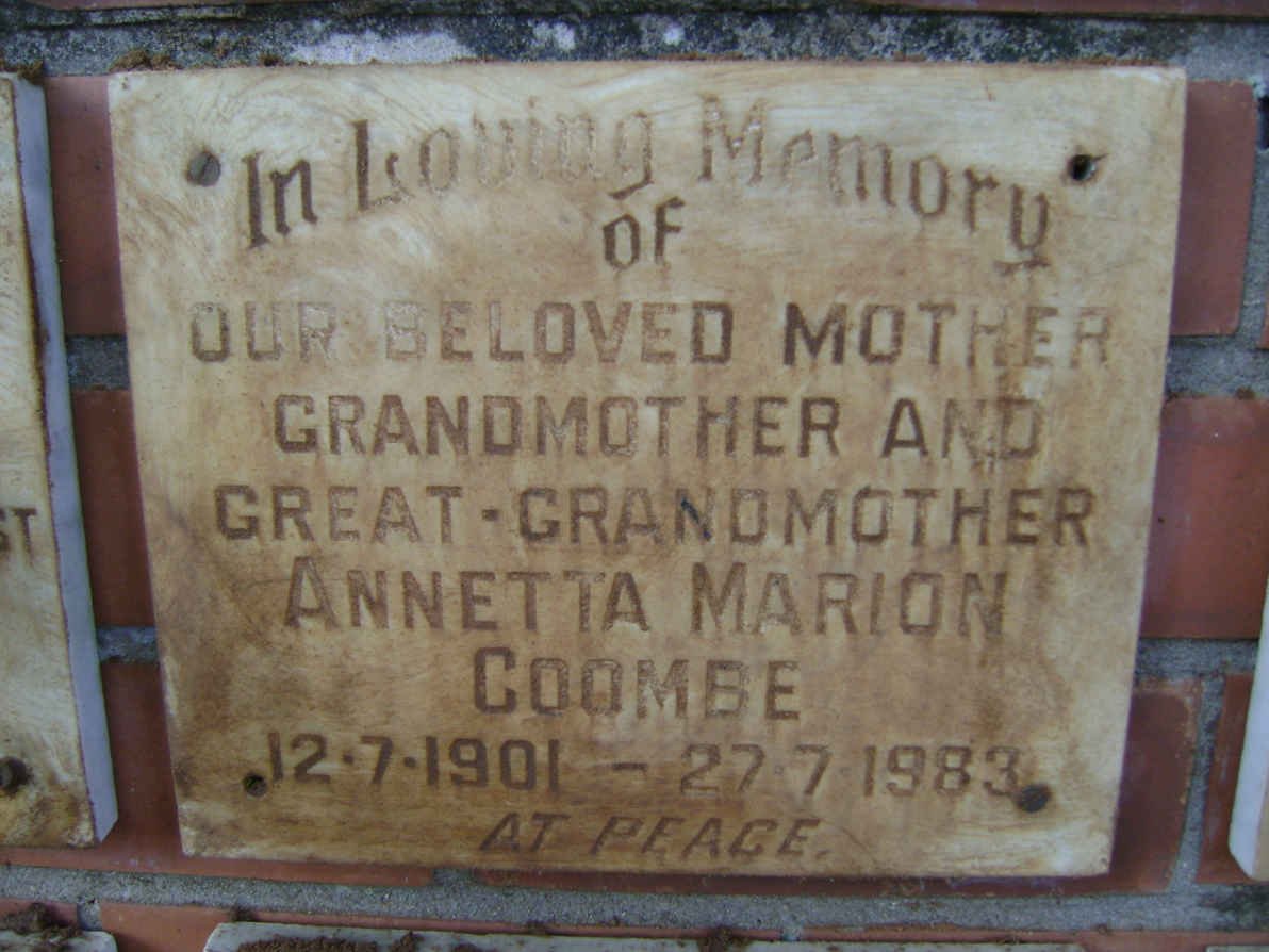 COOMBE Annetta Marion 1901-1983
