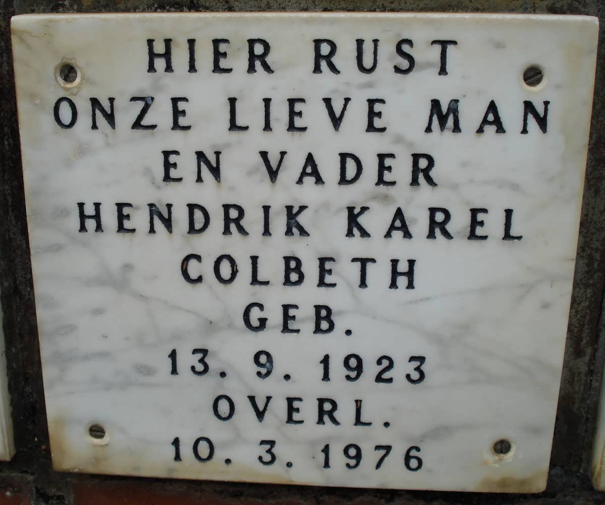 COLBETH Hendrik Karel 1923-1976