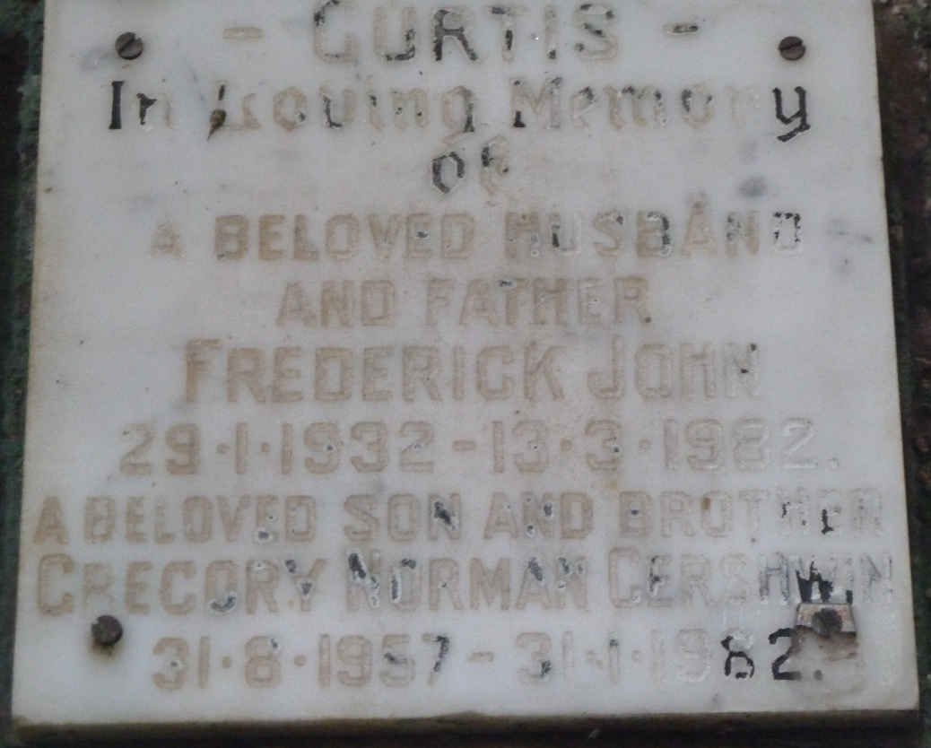 CURTIS Frederick John 1932-1982 :: GERSHWIN Gregory Norman 1957-1982
