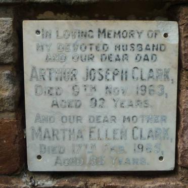 CLARK Arthur Joseph -1963 &amp; Martha Ellen -1965