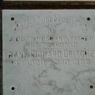 CRITCHER Frank Richard 1920-1989