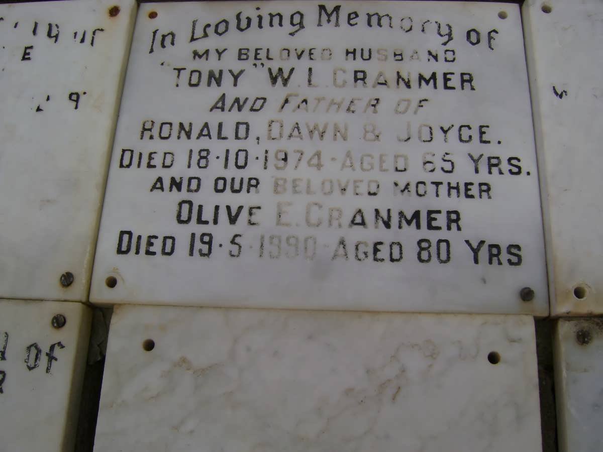 CRANMER W.L.-1974 &amp; Olive E. -1990