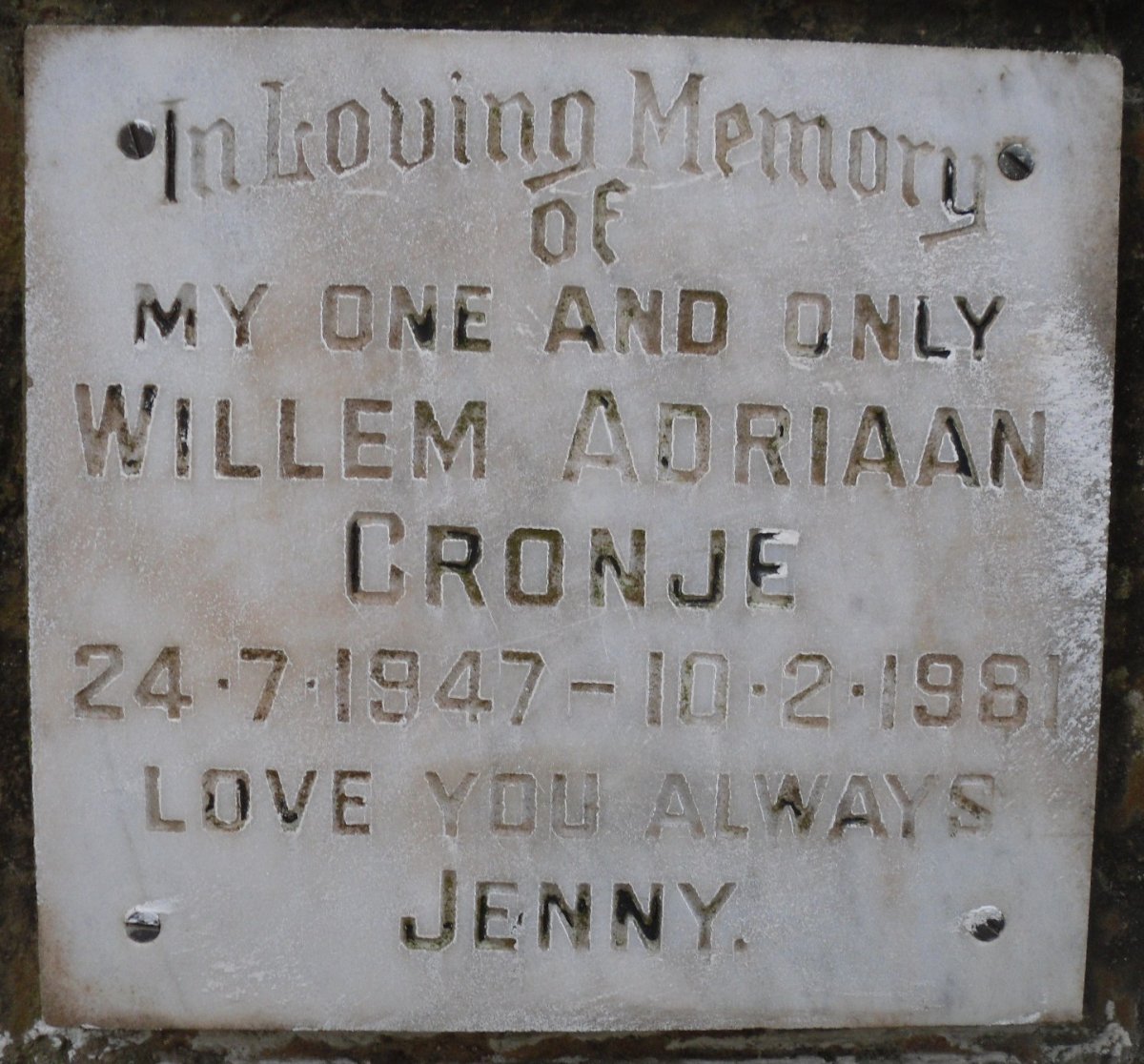 CRONJE Willem Adriaan 1947-1981