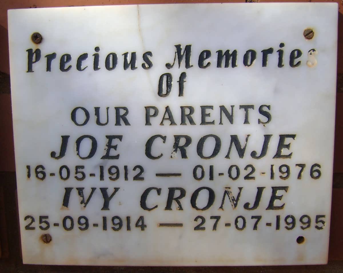 CRONJE Joe 1912-1976 &amp; Ivy 1914-1995