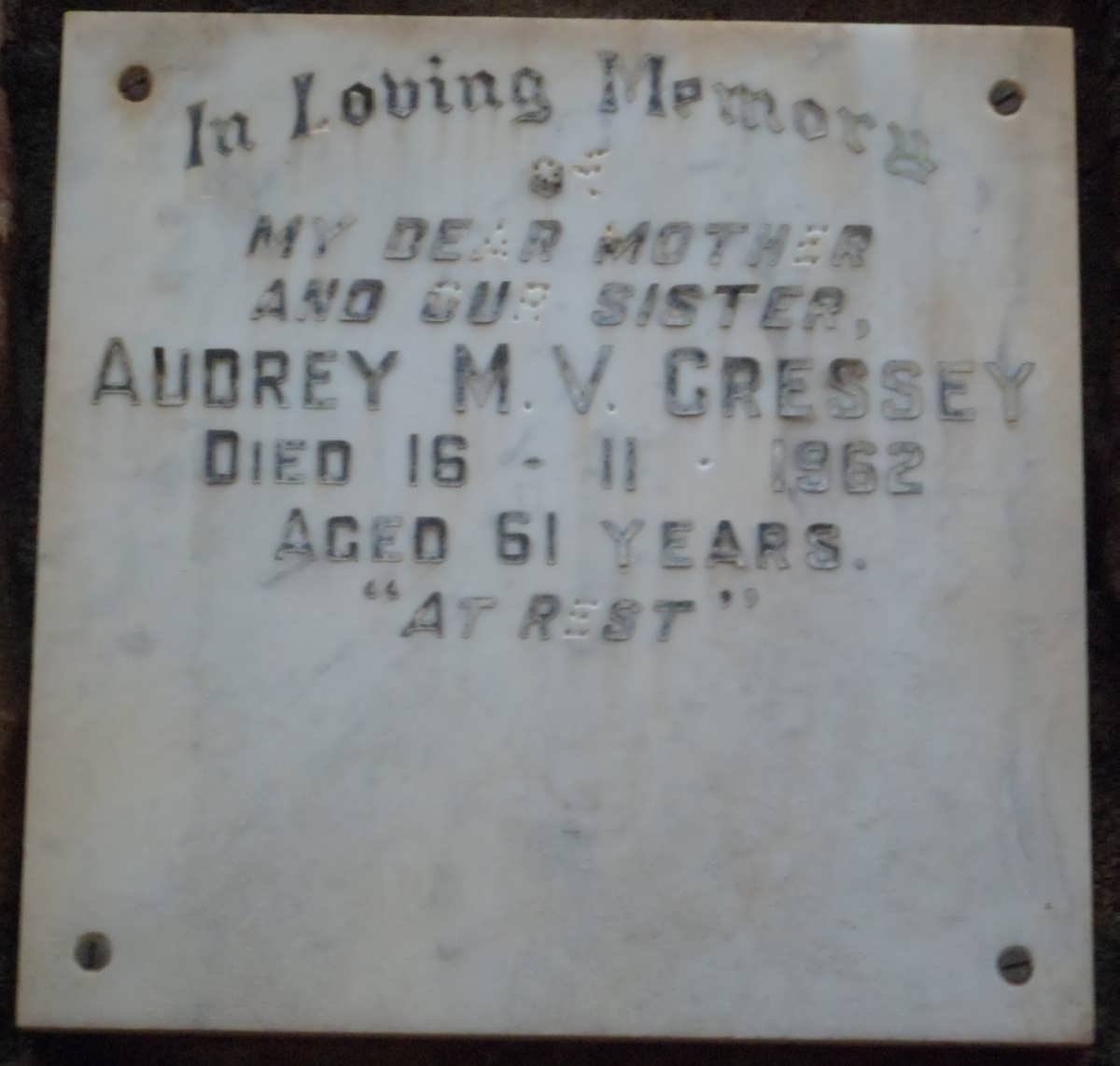 CRESSEY Audrey M.V. -1962