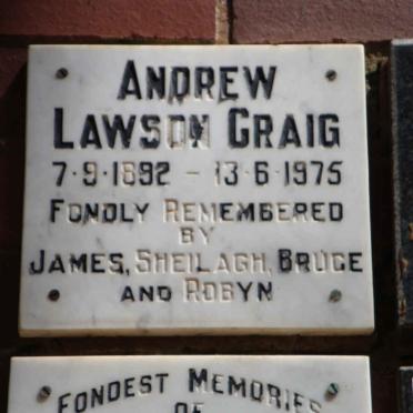 CRAIG Andrew Lawson 1892-1975