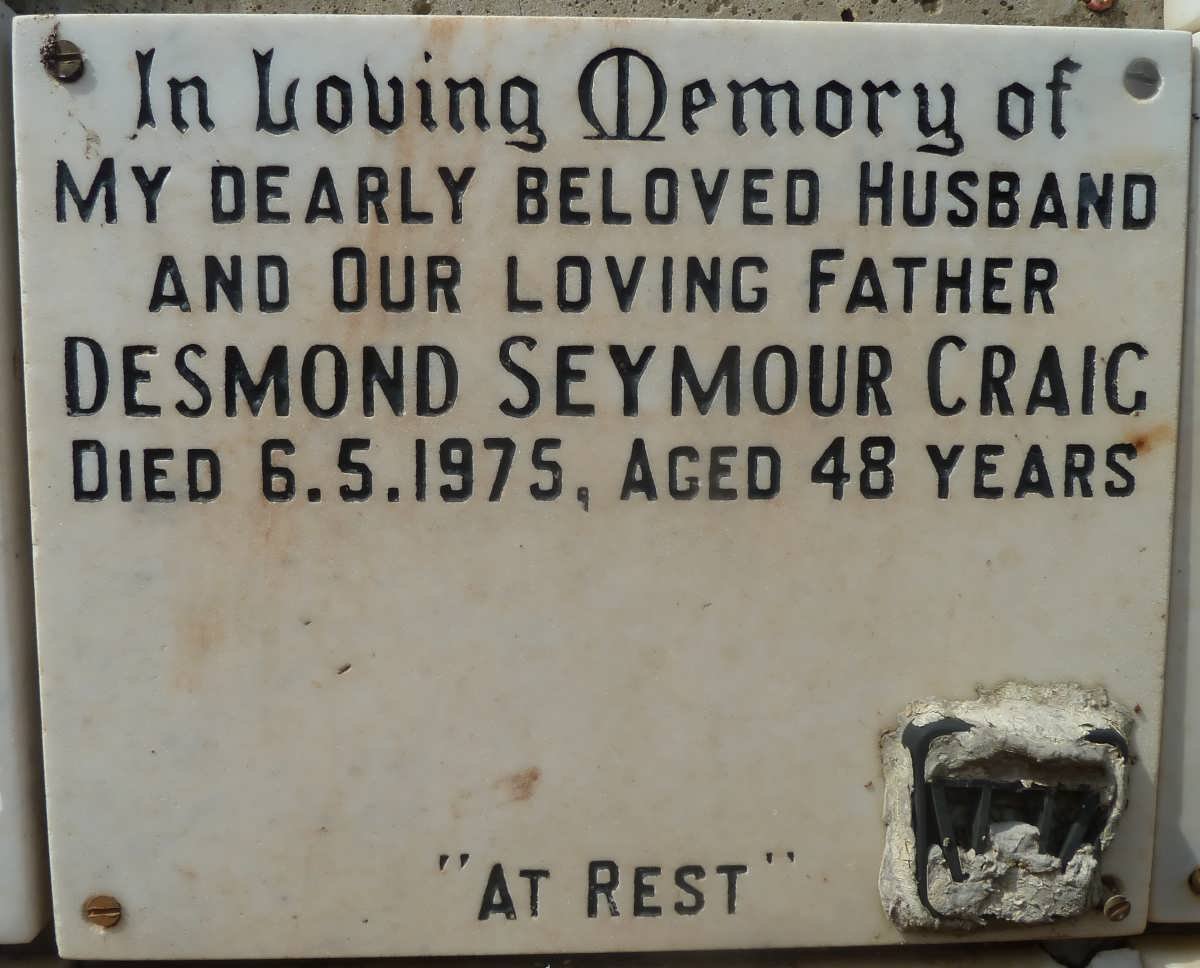 CRAIG Desmond Seymour -1975