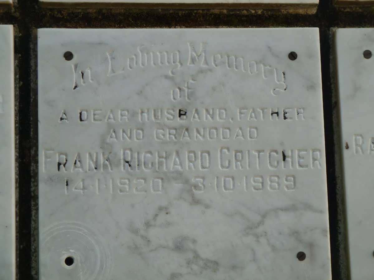 CRITCHER Frank Richard 1920-1989