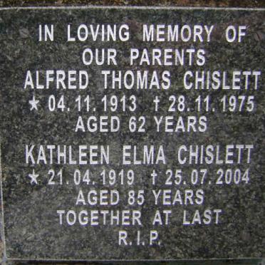 CHISLETT Alfred Thomas 1913-1975 &amp; Kathleen Elma 1919-2004