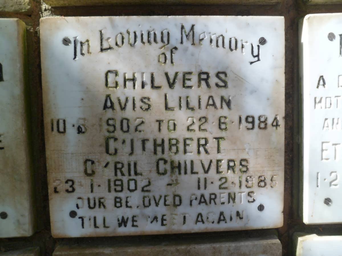 CHILVERS Cuthbert Cyril 1902-1985 &amp; Avis Lilian 1902-1984