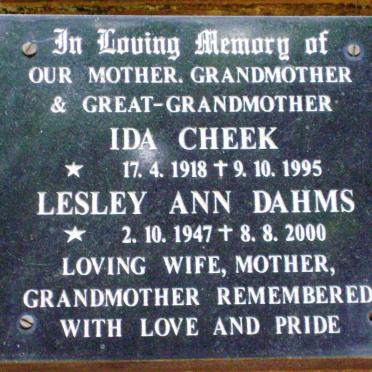 CHEEK Ida 1918-1995 :: DAHMS Lesley Ann 1947-2000 